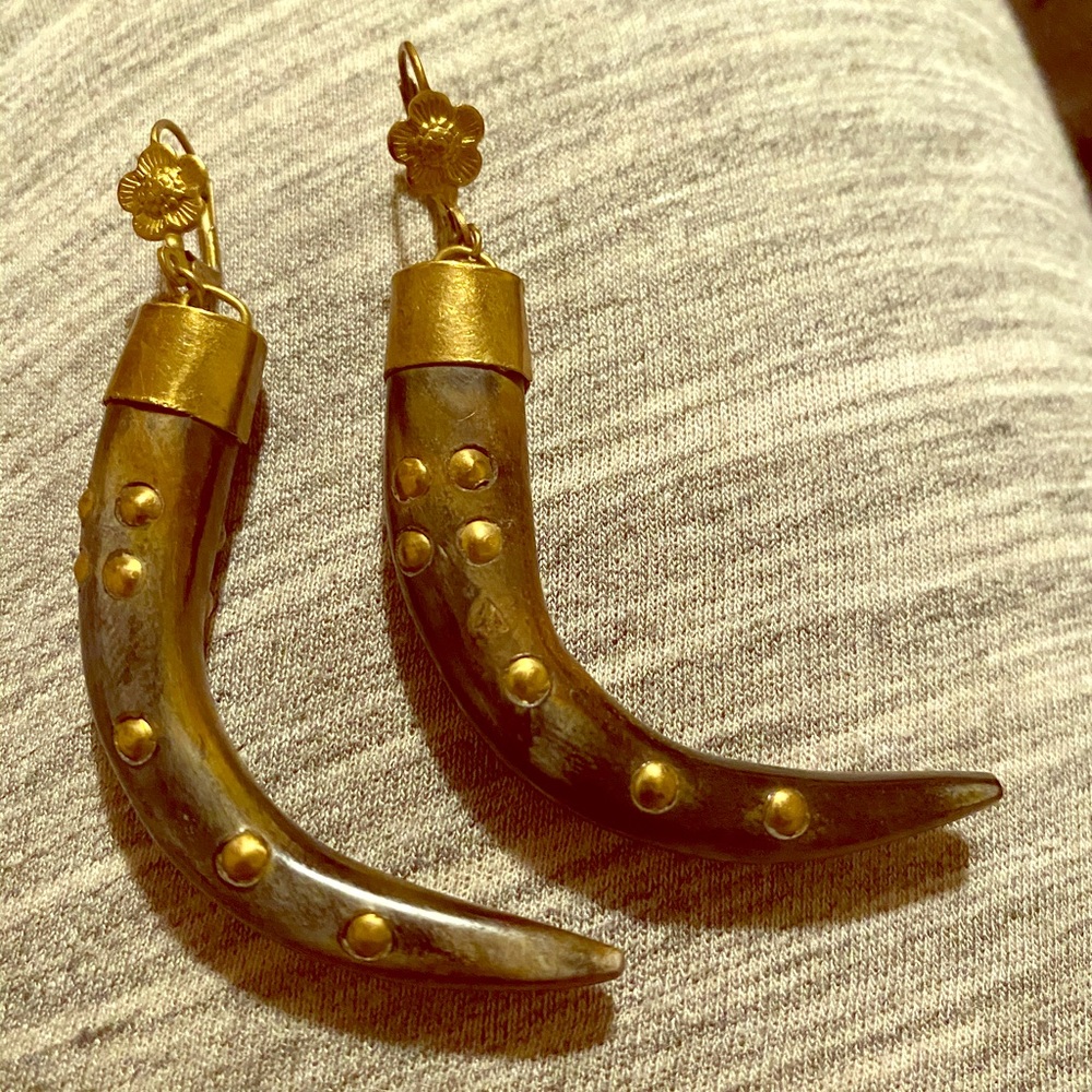 African studded horn earrings